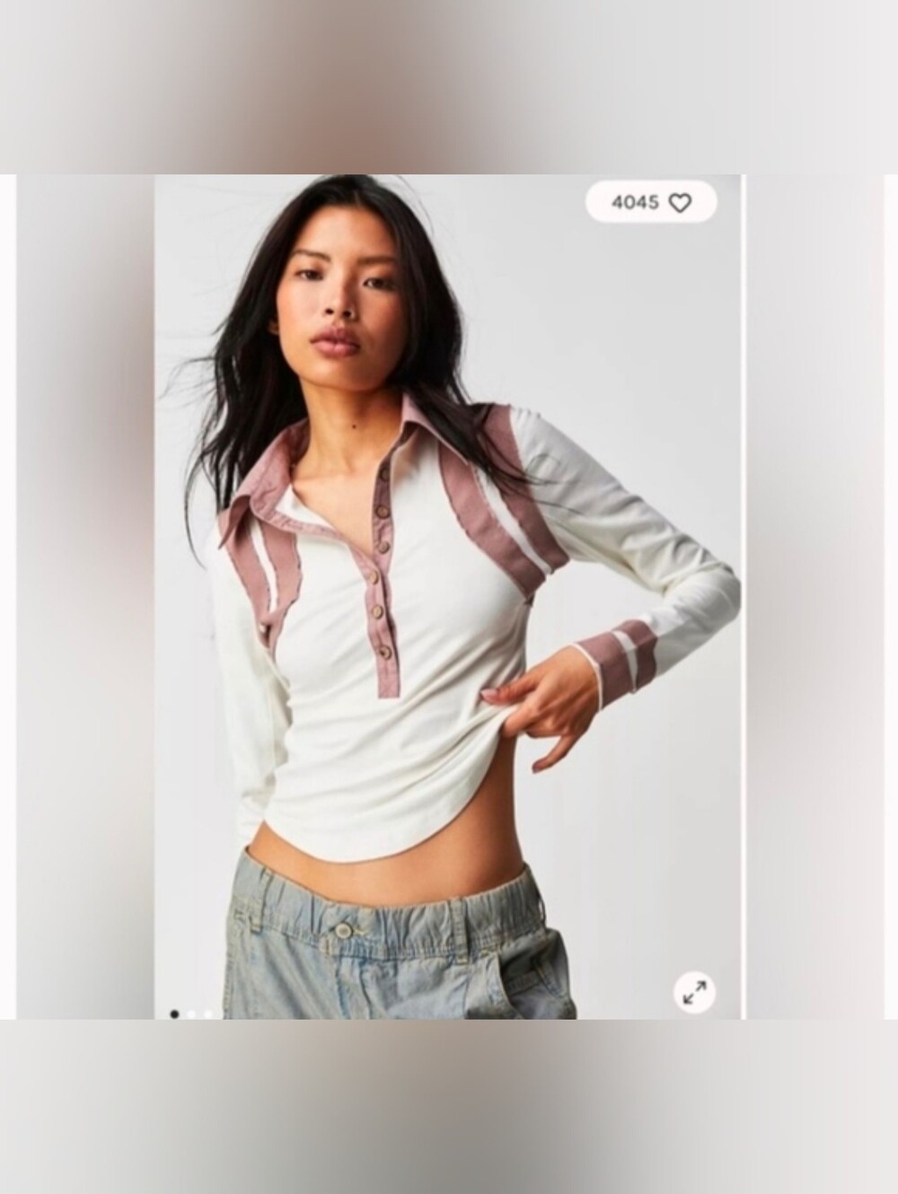 Free People Wednesday Long Sleeve Polo XS NWT